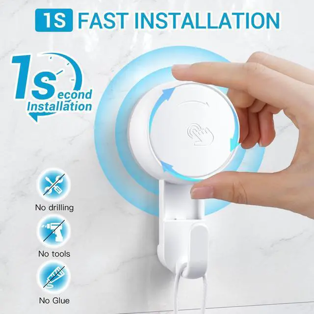 Alt view image 2 of 7 - Heavy Duty Waterproof Shower Hooks 2 Pack - Suction Hook, No Drill Damage-Free Removable Reusable Wall Hooks for Bathroom Kitchen Towel Bathrobe Loofah Shower Hooks (Max Load 11LB/5KG)