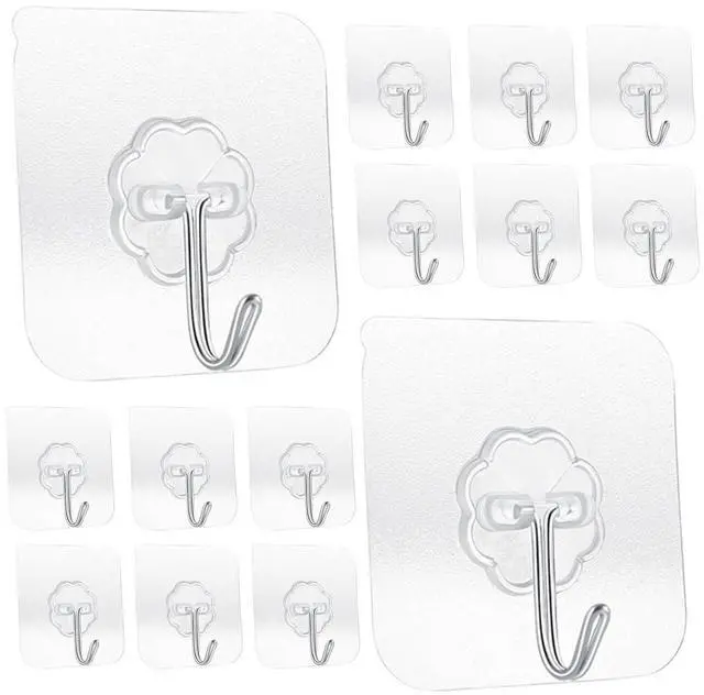 Main image of Heavy Duty Adhesive Hooks 33 lb(Max) 15KG,Waterproof and Oilproof Reusable Seamless Hooks Heavy Duty Wall Hook for Kitchen Bathroom Office 14 Pack