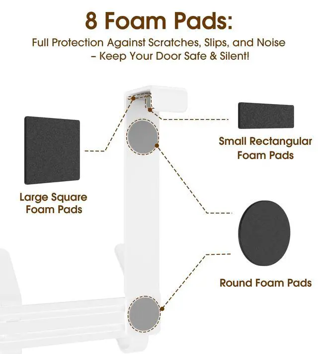 Alt view image 5 of 7 - Over The Door Hooks with 7" Extended Arms, Fits 1-3/8" Doors, J18U, Heavy Duty Bathroom & Closet Towel Rack, Double-Hooks Hanger 1 Pack, Glossy White