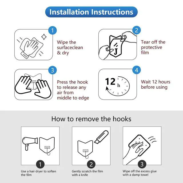 Alt view image 5 of 7 - Clear Adhesive Wall Hooks No-Drill, Transparent Hooks 12 Pack for Balloon Decorations, Apartment Organization, Dorm Rooms, Bathroom Towels, Kitchen Utensils & Holiday Decor, Strong Sticky Wall Hangers
