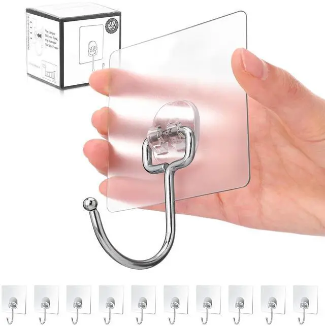 Main image of 10-Pack All-Purpose Large Adhesive Hooks for Hanging, Banana Hook, Heavy Duty Adhesive Hooks 37 lb(Max), Sticky Wall Hook fit Home, Bathroom, Kitchen, Office and Outdoor