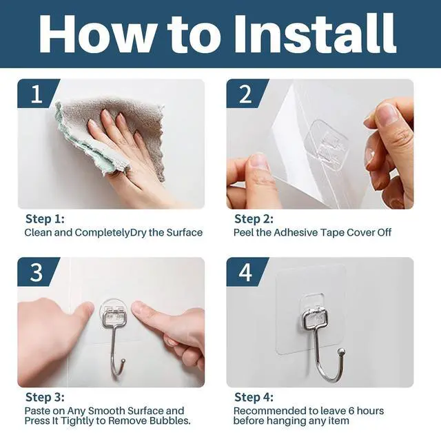 Alt view image 7 of 7 - 10-Pack All-Purpose Large Adhesive Hooks for Hanging, Banana Hook, Heavy Duty Adhesive Hooks 37 lb(Max), Sticky Wall Hook fit Home, Bathroom, Kitchen, Office and Outdoor