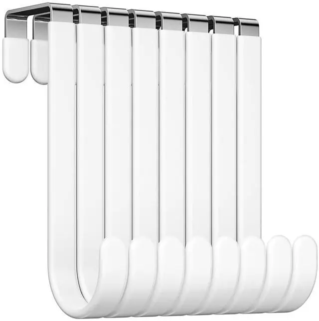 Main image of 8 Pack Over The Door Hooks, Door Hanger Hook, Towel Hooks for Hanging, Towel Hanger for Bathroom, Fit 1 3/8" Door White, Dorm Room Essentials