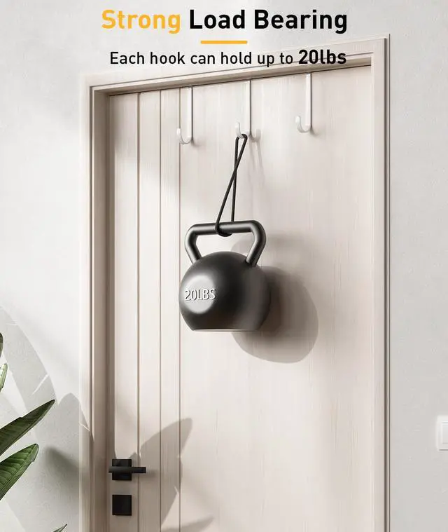 Alt view image 4 of 7 - 8 Pack Over The Door Hooks, Door Hanger Hook, Towel Hooks for Hanging, Towel Hanger for Bathroom, Fit 1 3/8" Door White, Dorm Room Essentials