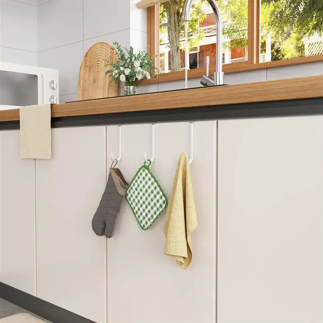 Alt view image 7 of 7 - 8 Pack Over The Door Hooks, Door Hanger Hook, Towel Hooks for Hanging, Towel Hanger for Bathroom, Fit 1 3/8" Door White, Dorm Room Essentials