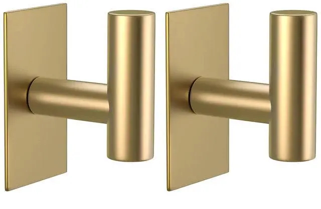 Main image of Wall Towel Hooks, Heavy Duty Sticky Holder Waterproof Towel Hooks for Hanging Coat, Clothes, Closet Hook Wall Mount for Kitchen (Gold, 2 Pack)