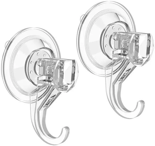 Main image of Shower Suction Cup Hooks, Removable and Reusable, Clear, Small, 2 Pcs