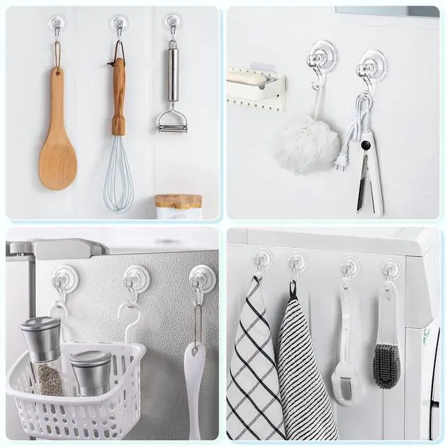Alt view image 5 of 7 - Shower Suction Cup Hooks, Removable and Reusable, Clear, Small, 2 Pcs