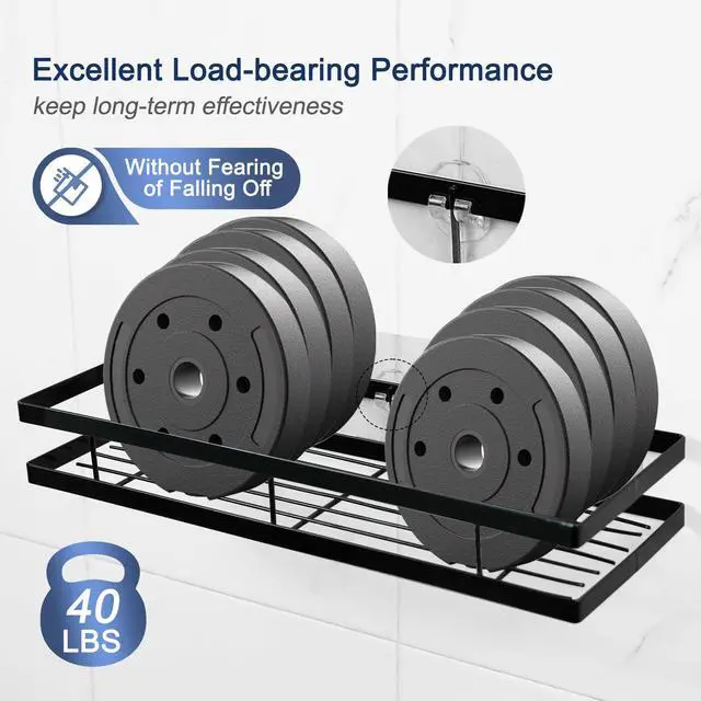 Alt view image 4 of 7 - Shower Caddy Adhesive Replacement, 4 Pack Strong Adhesive Shower Hooks, Water-Proof Shower Adhesive Strips, No Drilling for Corner Shelf Basket, Bathroom Storage Shelves and Kitchen Racks