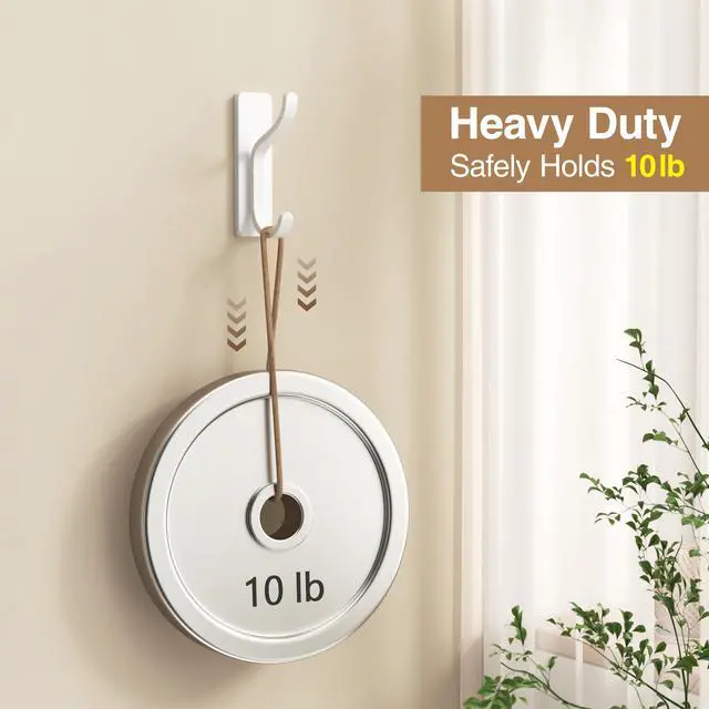 Alt view image 4 of 7 - Adhesive Wall Coat Hooks - Heavy Duty Stick-On Door Hanger, Metal Hook for Hanging Towel,Purse, Robe, Backpack, Jacket, Clothes - for Bathroom,Dorm, Closet, Kitchen - White, 4 Pack