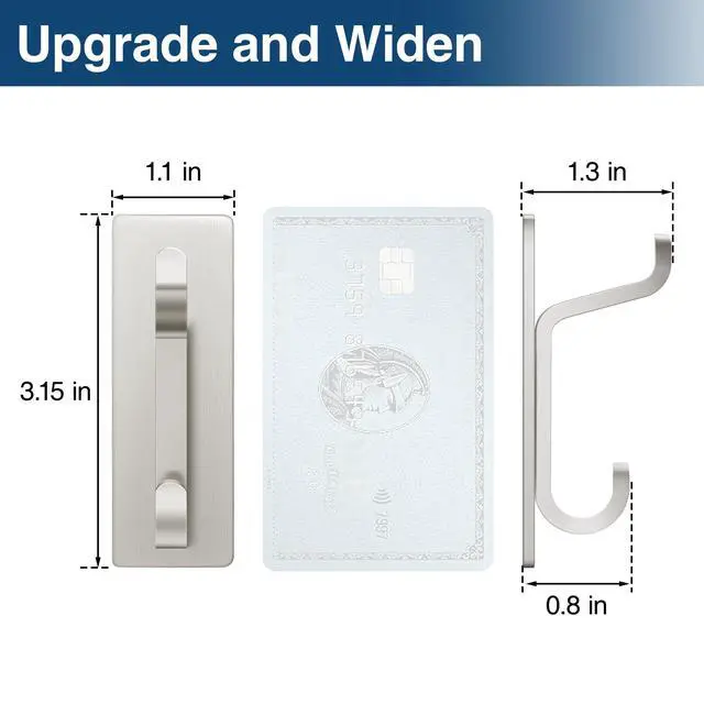 Alt view image 4 of 7 - Wall Hooks for Coat and Towel: 13LB Strong Adhesive Door Hanger Stick on, Brushed Nickel