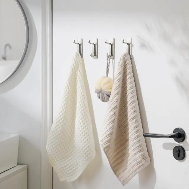 Alt view image 7 of 7 - Wall Hooks for Coat and Towel: 13LB Strong Adhesive Door Hanger Stick on, Brushed Nickel