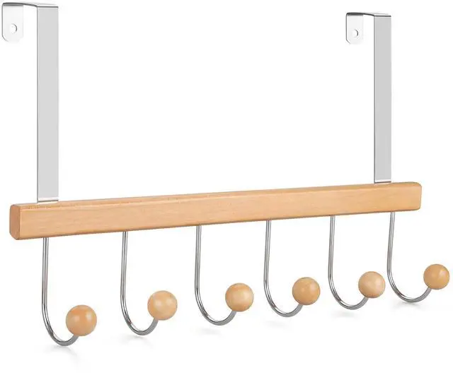 Main image of Over The Door Hooks for Hanging, Towel Hooks Towel Racks for Bathroom, Coat Hooks Coat Rack Over The Door Organizer Hanging, Wooden Door Hangers for Coat Towel Hat Purse CT71N