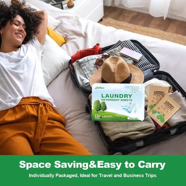 Alt view image 6 of 7 - Laundry Detergent Sheet, Eco-Friendly & Hypoallergenic Wash Strips, Natural Ingredients, Ultra-Concentrated, Travel-Ready, No Plastic Jug- Fresh Scent, (120 Loads) 60 Sheets