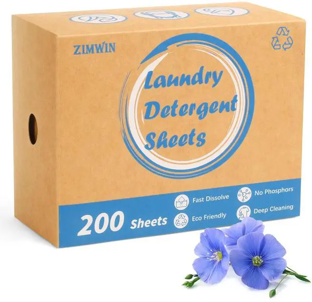 Main image of Laundry Detergent Sheets 200 Sheets, Fragrance-Free, Eco-Friendly, Plastic-Free, Hypoallergenic, Liquidless Washing Supplies for Dorm Travel Camping, 200 Loads