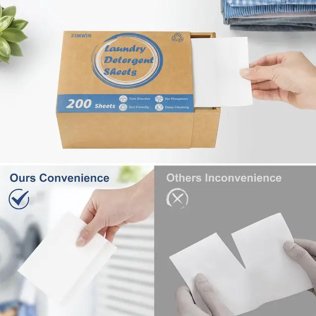 Alt view image 5 of 7 - Laundry Detergent Sheets 200 Sheets, Fragrance-Free, Eco-Friendly, Plastic-Free, Hypoallergenic, Liquidless Washing Supplies for Dorm Travel Camping, 200 Loads