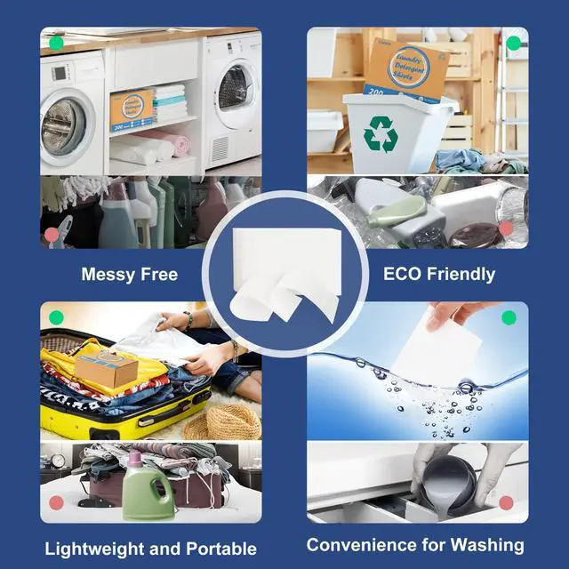 Alt view image 6 of 7 - Laundry Detergent Sheets 200 Sheets, Fragrance-Free, Eco-Friendly, Plastic-Free, Hypoallergenic, Liquidless Washing Supplies for Dorm Travel Camping, 200 Loads