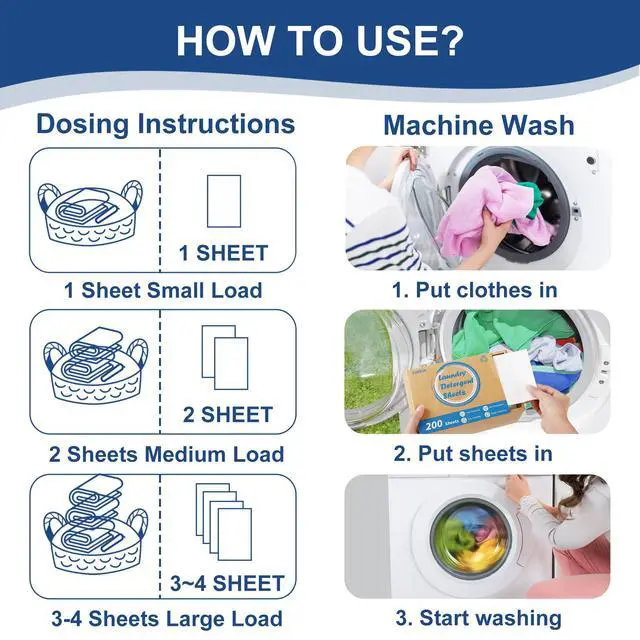 Alt view image 7 of 7 - Laundry Detergent Sheets 200 Sheets, Fragrance-Free, Eco-Friendly, Plastic-Free, Hypoallergenic, Liquidless Washing Supplies for Dorm Travel Camping, 200 Loads