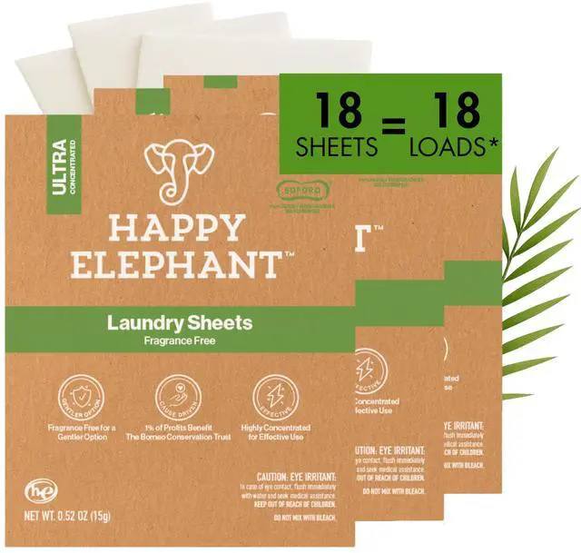 Main image of Laundry Detergent Sheets, Fragrance Free, Natural Biodegradable Laundry Sheets, Plant Based, Tough on Stains, Gentle on Skin, Compatible with HE & Any Washing Machine, 6 Sheet, 3 Pack