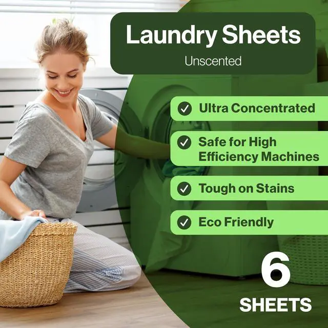 Alt view image 2 of 7 - Laundry Detergent Sheets, Fragrance Free, Natural Biodegradable Laundry Sheets, Plant Based, Tough on Stains, Gentle on Skin, Compatible with HE & Any Washing Machine, 6 Sheet, 3 Pack