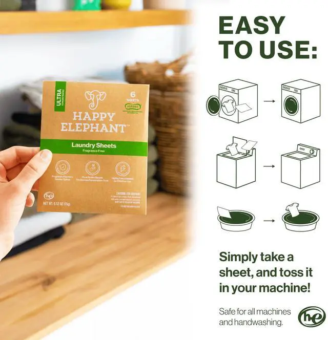 Alt view image 4 of 7 - Laundry Detergent Sheets, Fragrance Free, Natural Biodegradable Laundry Sheets, Plant Based, Tough on Stains, Gentle on Skin, Compatible with HE & Any Washing Machine, 6 Sheet, 3 Pack