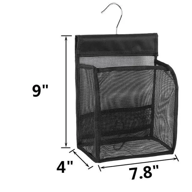 Alt view image 2 of 6 - Hanging Mesh Shower Caddy Organizer Bathroom Storage Bag with Hooks for Camper, Gym, Cruise, Cabin, College Dorm Shower, Swimming and RV,Black
