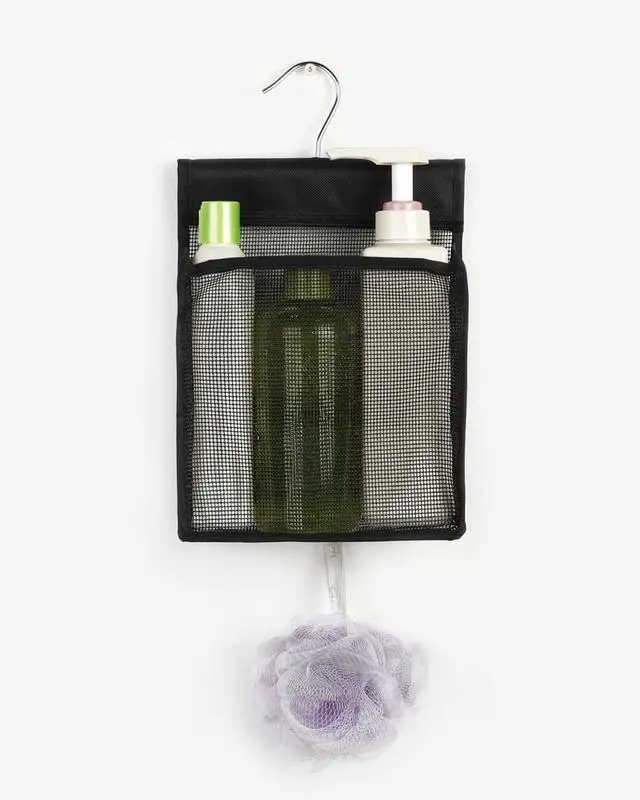 Alt view image 4 of 6 - Hanging Mesh Shower Caddy Organizer Bathroom Storage Bag with Hooks for Camper, Gym, Cruise, Cabin, College Dorm Shower, Swimming and RV,Black