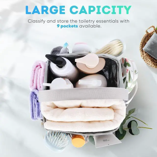 Alt view image 2 of 6 - Mesh Shower Caddy Portable for College Dorm Room Essentials,Shower Caddy Dorm with 8-Pocket Large Capacity for Beach,Swimming,Gym,Travel essentials