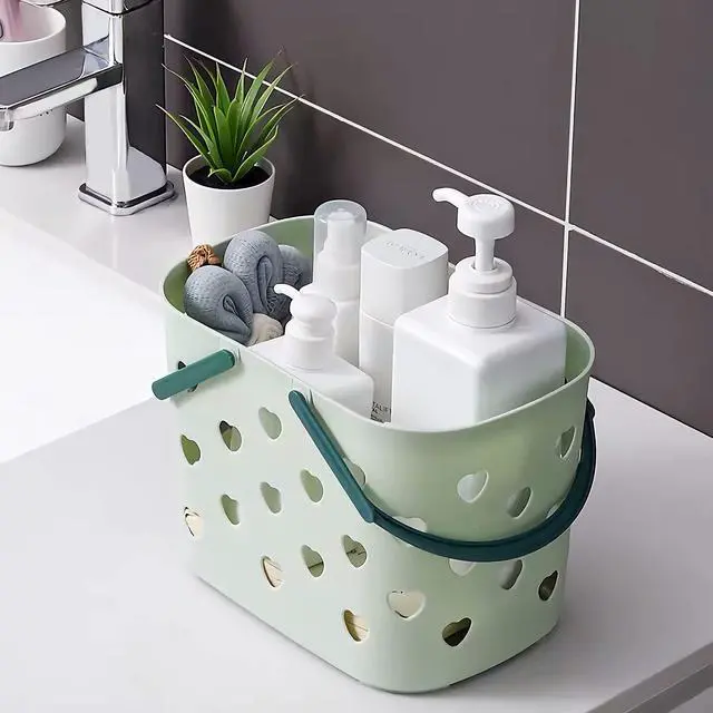 Alt view image 2 of 7 - Portable Shower Caddy Tote Plastic Storage Basket with Handle Box Organizer Bin for Bathroom, Pantry, Kitchen, College Dorm, Garage - Green