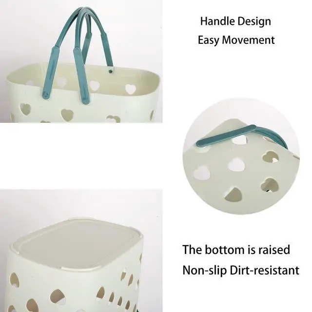 Alt view image 4 of 7 - Portable Shower Caddy Tote Plastic Storage Basket with Handle Box Organizer Bin for Bathroom, Pantry, Kitchen, College Dorm, Garage - Green