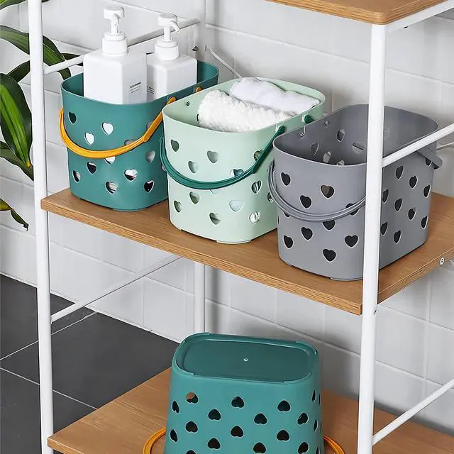 Alt view image 3 of 7 - Portable Shower Caddy Tote Plastic Storage Basket with Handle Box Organizer Bin for Bathroom, Pantry, Kitchen, College Dorm, Garage - Green