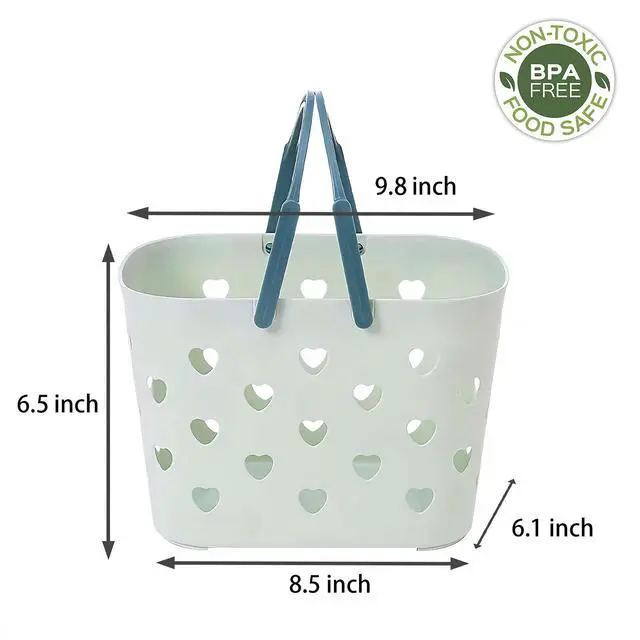Alt view image 5 of 7 - Portable Shower Caddy Tote Plastic Storage Basket with Handle Box Organizer Bin for Bathroom, Pantry, Kitchen, College Dorm, Garage - Green
