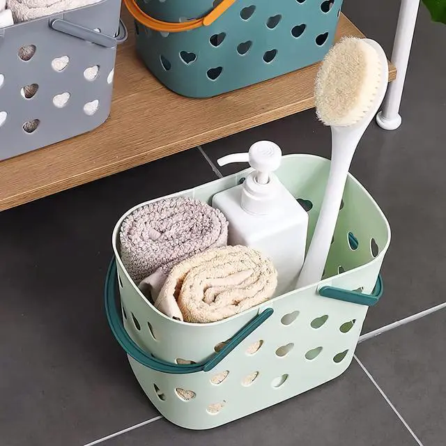 Alt view image 6 of 7 - Portable Shower Caddy Tote Plastic Storage Basket with Handle Box Organizer Bin for Bathroom, Pantry, Kitchen, College Dorm, Garage - Green