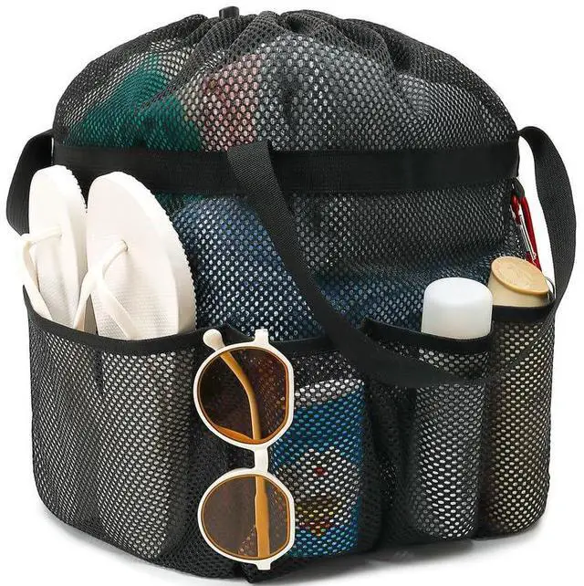 Main image of Mesh Shower Caddy Portable with Drawstring, Dorm Room Essentials for College Girls Guys, 8-Pocket Extra Large Shower Bag Basket Tote for Camping Beach Gym Travel Toiletry Bathroom
