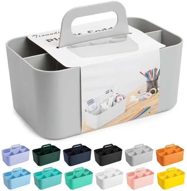 Main image of Multipurpose Caddy Organizer, Plastic Caddy with Handle, Stackable Desk Organizer for Stationery, Marker and Pencil, Office Supplies Organizer, Dorm Caddy