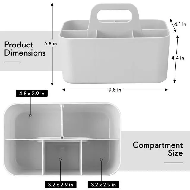 Alt view image 2 of 7 - Multipurpose Caddy Organizer, Plastic Caddy with Handle, Stackable Desk Organizer for Stationery, Marker and Pencil, Office Supplies Organizer, Dorm Caddy