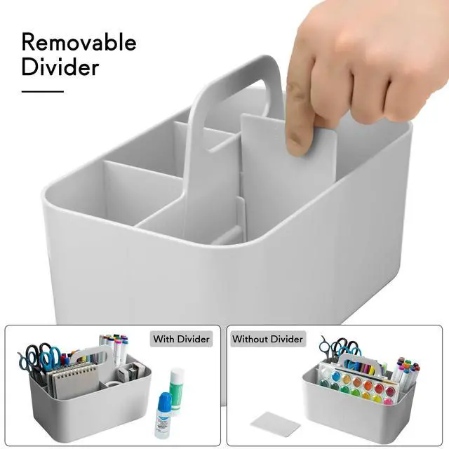 Alt view image 4 of 7 - Multipurpose Caddy Organizer, Plastic Caddy with Handle, Stackable Desk Organizer for Stationery, Marker and Pencil, Office Supplies Organizer, Dorm Caddy