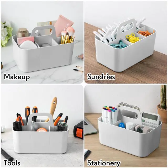 Alt view image 5 of 7 - Multipurpose Caddy Organizer, Plastic Caddy with Handle, Stackable Desk Organizer for Stationery, Marker and Pencil, Office Supplies Organizer, Dorm Caddy