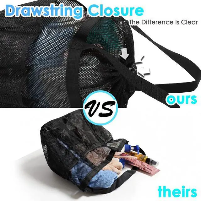 Alt view image 3 of 7 - Mesh Shower Caddy Portable with Drawstring, Dorm Room Essentials for College Girls Guys, 8-Pocket Extra Large Shower Bag Basket Tote for Camping Beach Gym Travel Toiletry Bathroom