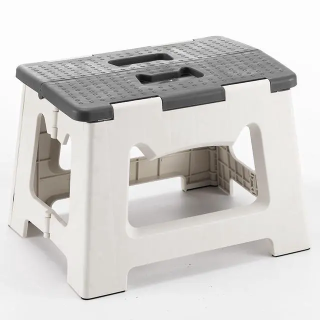 Main image of Step Stool Foldable, 9'' Folding Step Stool for Kids & Adults, Hold Up to 300lb, Lightweight Small Collapsible Step Stools with Handle, Stepping Stools Suitable for Kitchen Bathroom (Gray)