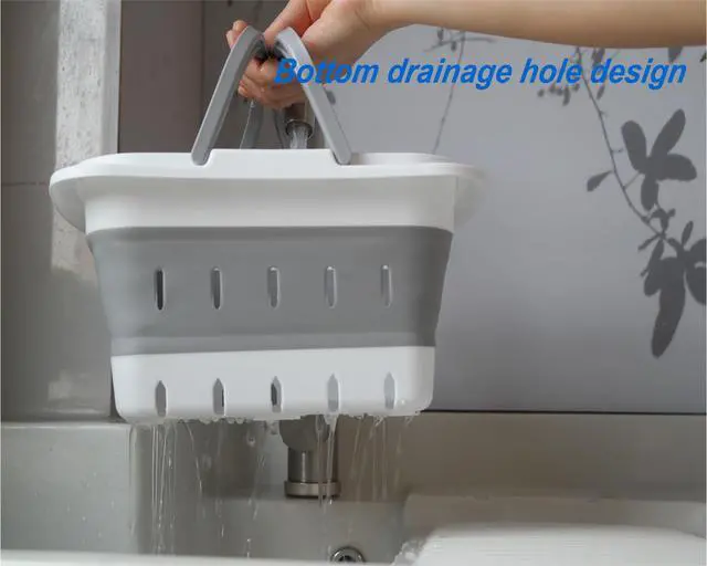 Alt view image 5 of 6 - Portable Folding Plastic Bath Caddy with Handle, Perforated, Travel Bathroom Organizer for Bedroom, Bathroom, Shower, Dorm Room, Camping and RV Use (Blue, 1 pack)