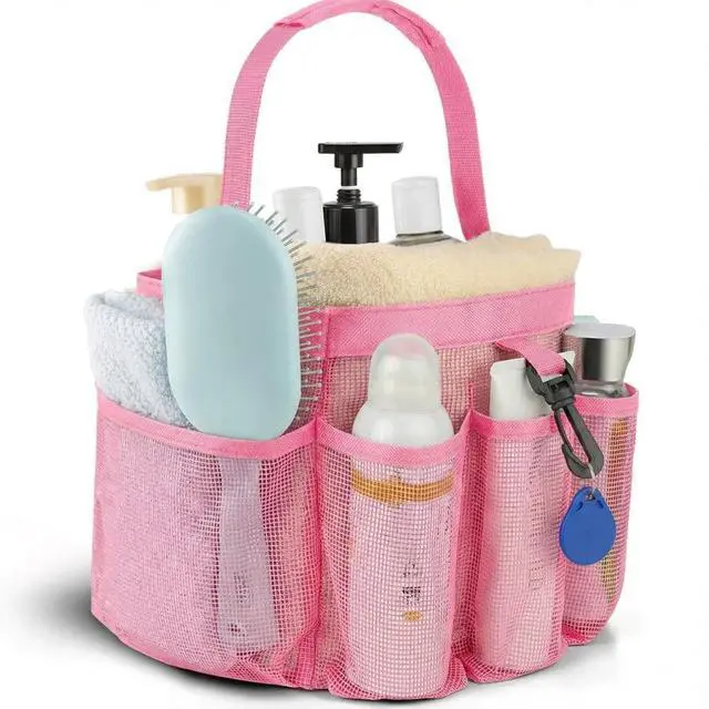 Main image of Mesh Shower Caddy Portable for College Dorm Room Essentials,Hanging Shower Caddy Dorm Basket with 8 Pockets,Quick Dry Shower Bag for Bathroom,Beach,Swimming,Gym (Light Pink)