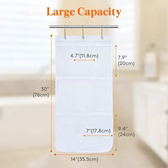 Alt view image 2 of 7 - Cruise Essentials Shower Caddy Must-Have, 7 Pockets Hanging Bathroom Organizer with Quick-Dry Mesh, Portable Shower Bag to Storage Soap, Shampoo, for RVing, Travel, Camping, White, 1 Pack