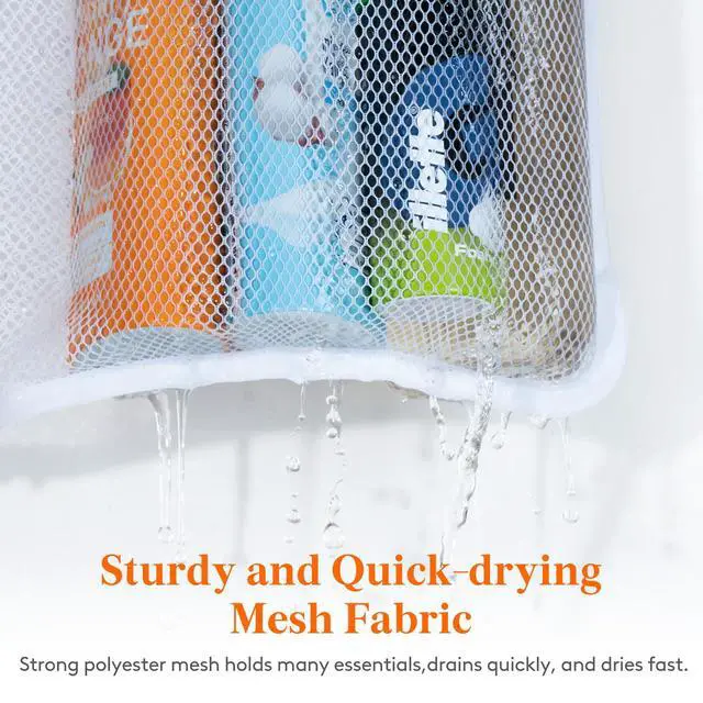 Alt view image 5 of 7 - Cruise Essentials Shower Caddy Must-Have, 7 Pockets Hanging Bathroom Organizer with Quick-Dry Mesh, Portable Shower Bag to Storage Soap, Shampoo, for RVing, Travel, Camping, White, 1 Pack