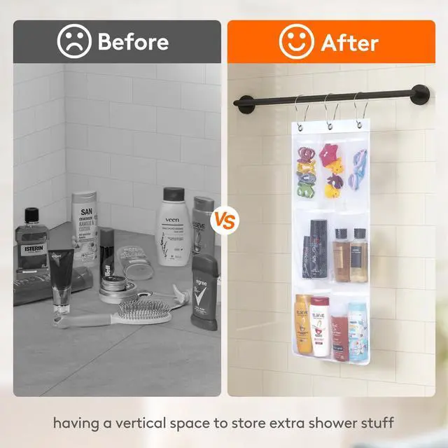 Alt view image 7 of 7 - Cruise Essentials Shower Caddy Must-Have, 7 Pockets Hanging Bathroom Organizer with Quick-Dry Mesh, Portable Shower Bag to Storage Soap, Shampoo, for RVing, Travel, Camping, White, 1 Pack