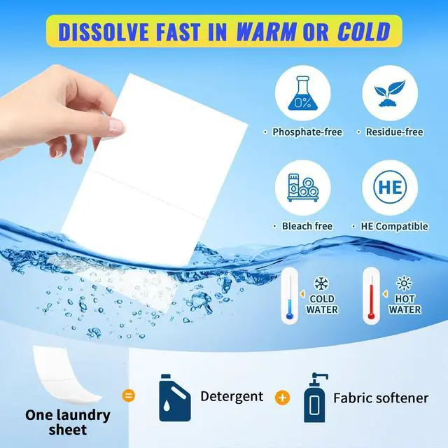 Alt view image 2 of 7 - Laundry Detergent Sheets - 200 Loads (100 Sheets) Fragrance Free - Hypoallergenic,Unscented,Eco Friendly Laundry Detergent Strips Concentrated Travel Detergent Sheets.Plastic-Free,Liquidless