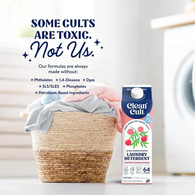 Alt view image 5 of 7 - Ultra Concentrated Liquid Laundry Detergent Soap, 64 loads (32 oz), Long Lasting Scent, 90% Less Plastic, No Harsh Chemicals, Juniper Sandalwood, Defeats Stains & Odors, HE/Standard Compatible