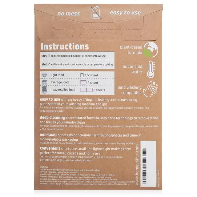 Alt view image 4 of 7 - Laundry Detergent Sheets, 30 Sheets, Up to 60 Loads, Easy Dissolve, Fresh & Clean, Eco package, HE Compatible, Septic friendly, Great for travel, college, laundromat and at home