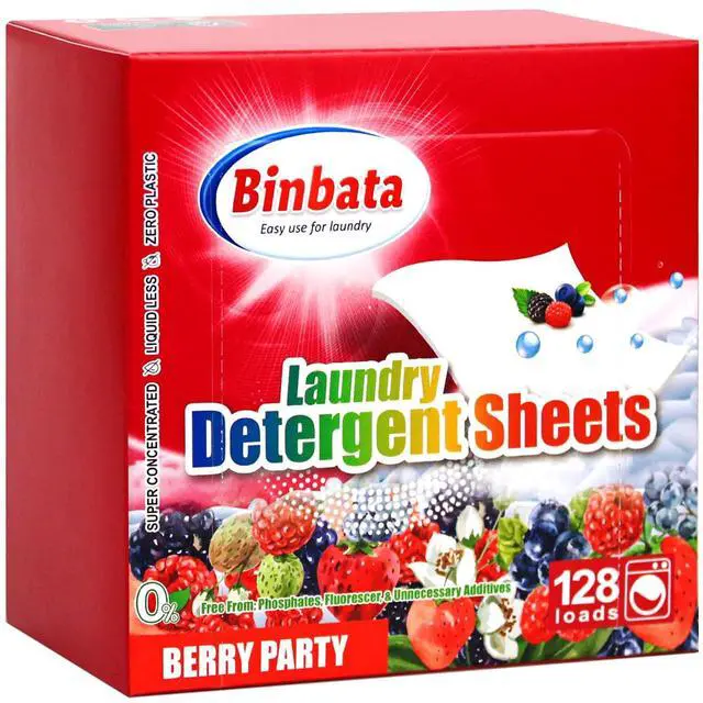 Main image of Laundry Detergent Sheets, Up To 128 Loads Berry Scent Hypoallergenic Eco-Friendly, Biodegradable Plastic Free Liquidless Laundry Sheets Suitable for Sensitive Skin