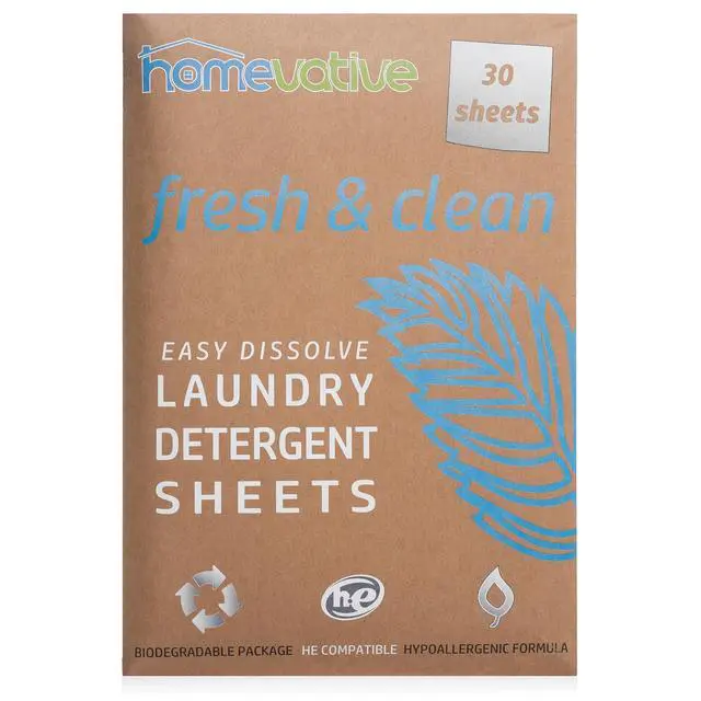Alt view image 6 of 7 - Laundry Detergent Sheets, 30 Sheets, Up to 60 Loads, Easy Dissolve, Fresh & Clean, Eco package, HE Compatible, Septic friendly, Great for travel, college, laundromat and at home